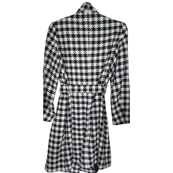 Dennis Basso Black & White Houndstooth Wool Blend Wrap Coat 20W Plus size - Picture 2 of 7